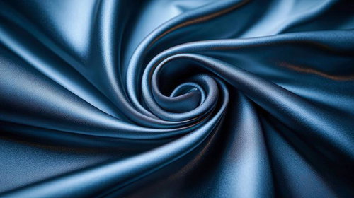 ロイヤルブルーのサテンファブリックのドレープ表現