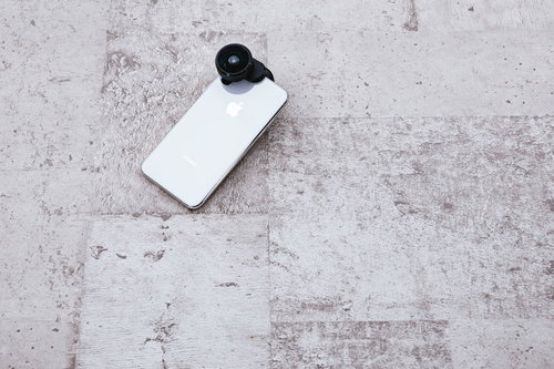 スマホに取り付けた360度カメラ