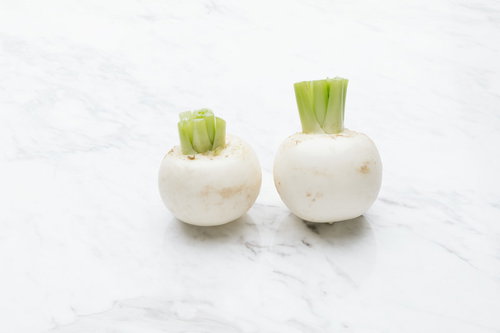 マーブル模様の白いかぶ、採れたて食材、新鮮な根菜