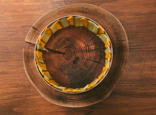 ベジデコサンドケーキ用に薄切りしたきゅうりとコリンキー