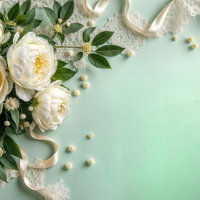 バラと牡丹の花束（クリーム）ウェディングの写真