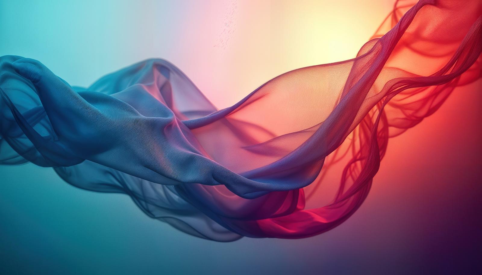 Abstract graphic of sheer fabric flowing in waves