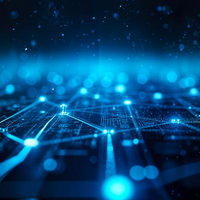 青く光るネットワークの写真