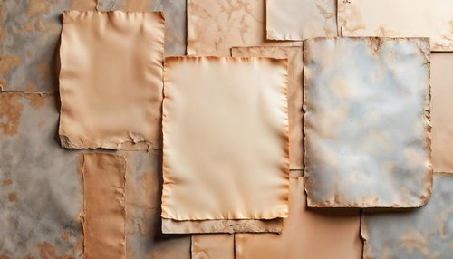 壁に重ねて貼られた古い紙片