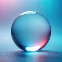 青い光に包まれた水晶玉の写真