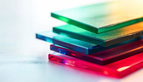 重ねたカラーガラスの断面