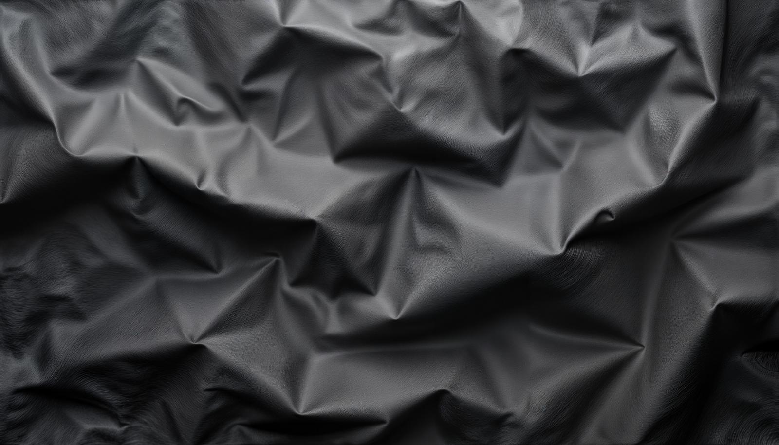 しわの寄った黒い革のテクスチャーを真上から捉えたAI画像［モデル：緋真煉］