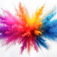 カラフルな粉塵の放射状爆発の写真