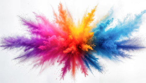 カラフルな粉塵の放射状爆発