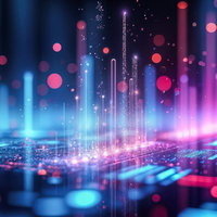 光の柱が立ち上がるデジタルネットワークの写真