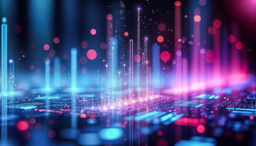 光の柱が立ち上がるデジタルネットワーク