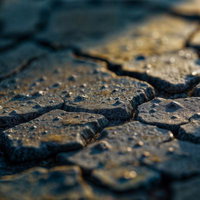 干ばつでひび割れた大地のクローズアップの写真