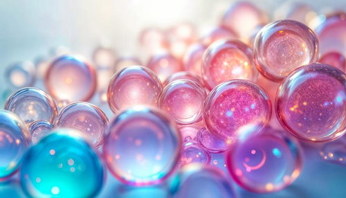パステルカラーのガラス玉のような泡