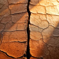 乾いた大地に走る地割れのAI画像