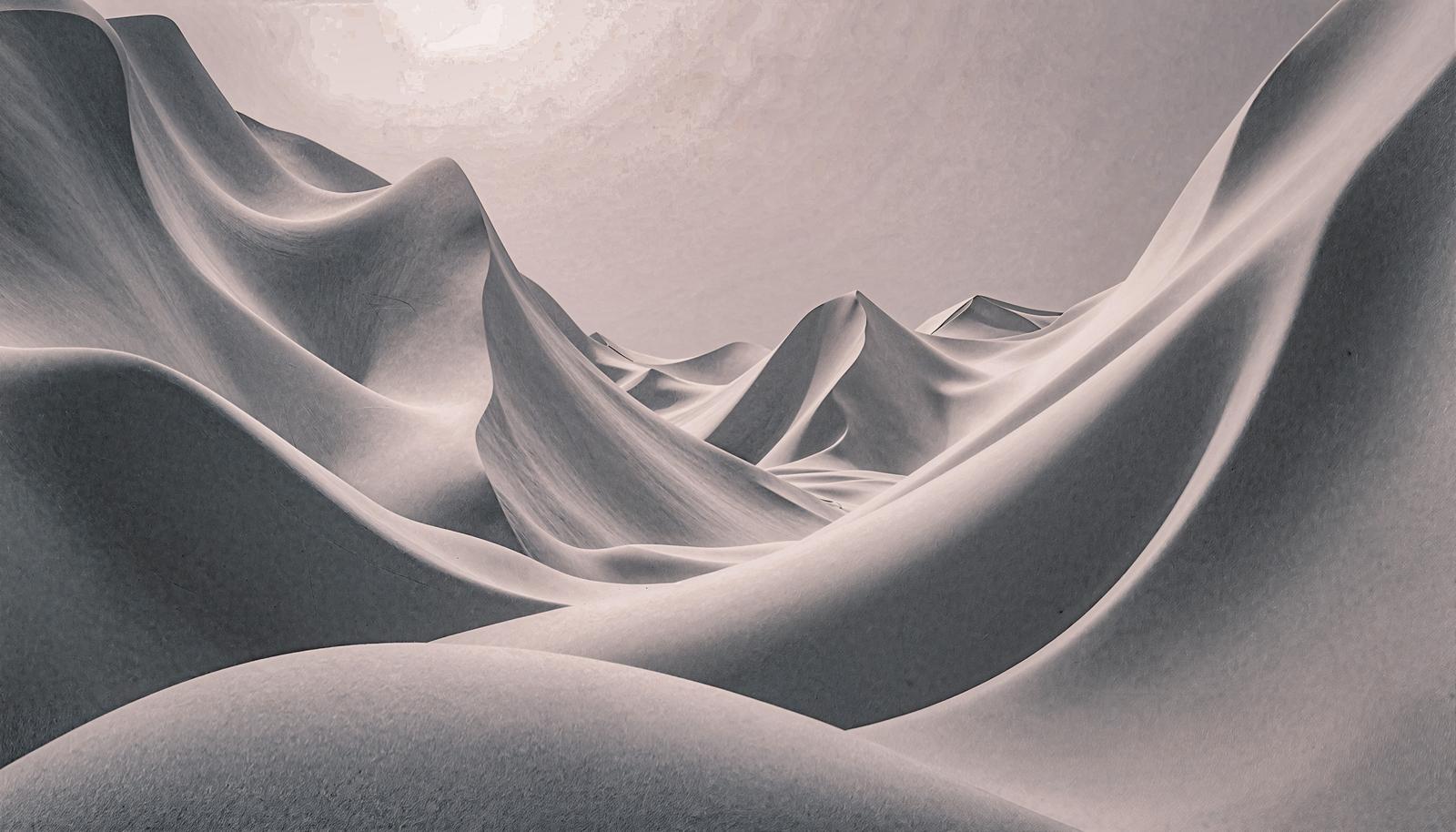 Abstract 3DCG terrain with wavy dune shapes
