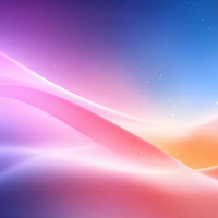 パステル調の光とウェーブが交差する抽象的グラデーションの写真