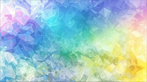 虹色グラデーションの三角形ポリゴン抽象背景