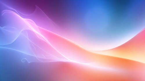 パステル調のウェーブグラデーション空間と光の曲線