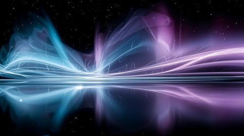 青紫の光の流れと星空の波動エフェクト