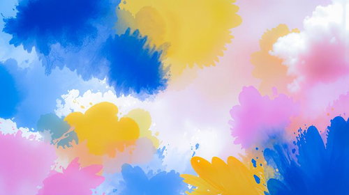 水彩絵の具が混じり合うカラフルな抽象テクスチャー背景