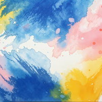 黄色と青のグラデーション水彩風アート背景イラストの写真