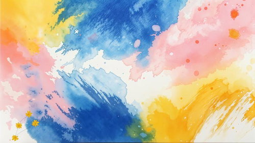 黄色と青のグラデーション水彩風アート背景イラスト