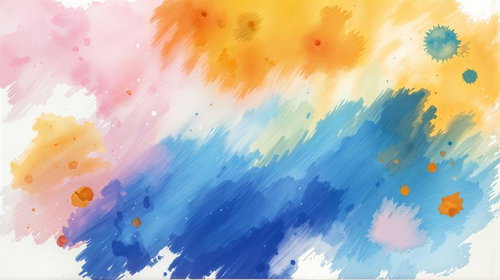 ピンク・オレンジ・ブルーが流れるカラフル水彩テクスチャー