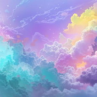 カラフルなパステルカラーの雲のAI画像
