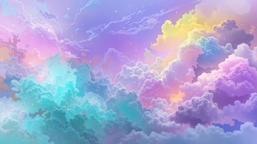 カラフルなパステルカラーの雲