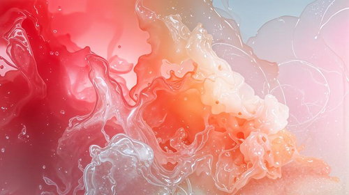 赤とピンクが混ざり合う流体抽象の写真