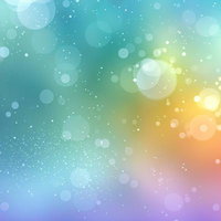 虹色グラデーションと光粒が舞うパステル背景のAI画像