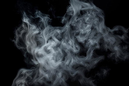 黒背景に立ち上る白い煙のスモークテクスチャ
