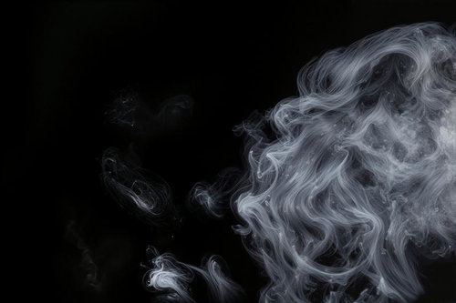 黒背景に立ち上る白い煙のエフェクト