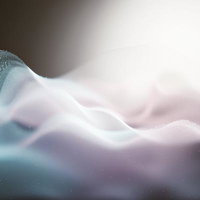 滑らかな波形が空間に浮かび上がるデジタルアートウェーブの写真