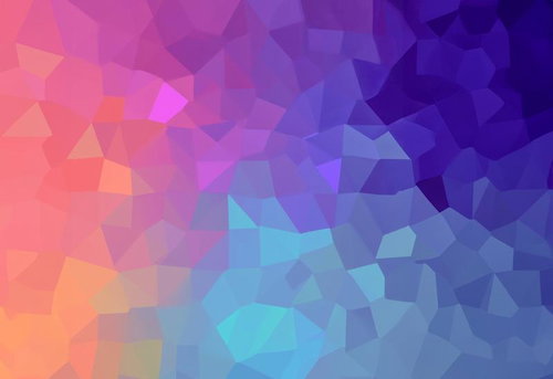 ピンクから青へグラデーションする幾何学模様のアート