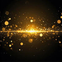 闇を照らす無数の金色の光粒が集中する宇宙の写真