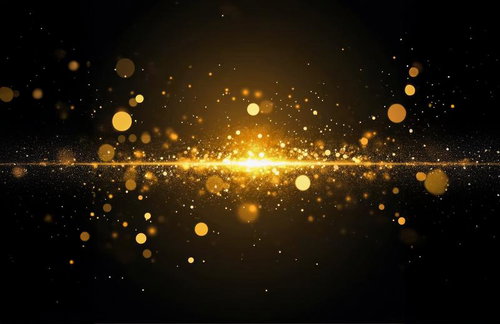 闇を照らす無数の金色の光粒が集中する宇宙