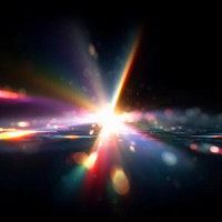 虹色光線によるレンズフレア効果のAI画像