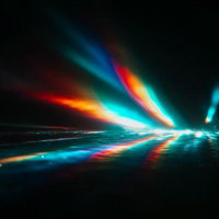 トンネルを貫く光の帯（未来・サイバー）の写真