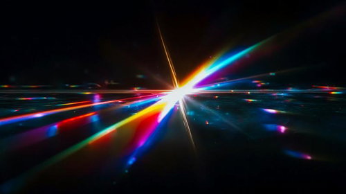 虹色の光が放射状に広がるプリズム効果