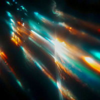 カラフルな光の軌跡とエネルギーの流れのAI画像