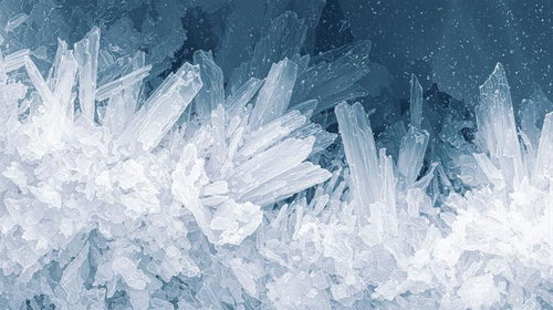 透明感のある氷の結晶群が密集する冷気の世界