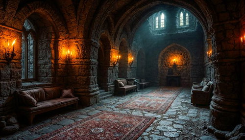 Medieval Stone Guild Hall Interior — Free Fantasy RPG Background Image