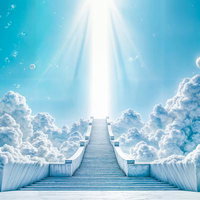 天空へと続く神々しい階段のAI画像