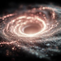 渦を巻く銀河とブラックホールのAI画像