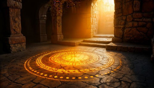 Glowing Magic Circle on Stone Floor — Free Fantasy Background Image