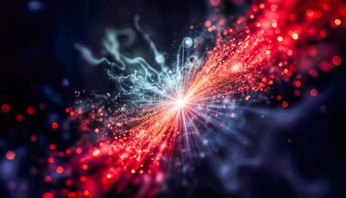 赤い光線とスパークの爆発エフェクトのAI素材