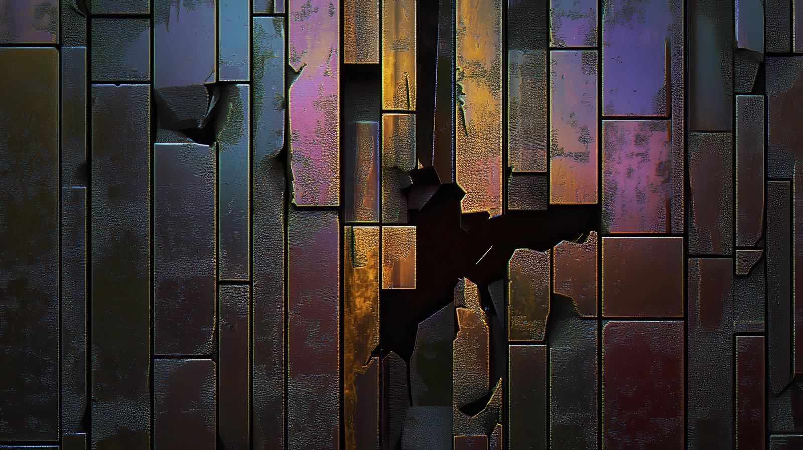 Textured metal surface with rust and large cracks