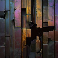 ひび割れた金属パネルの工業的背景テクスチャーの写真