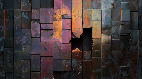 錆びとひび割れが生じた金属表面のテクスチャ